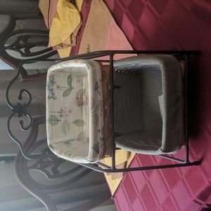 Longaberger Wrought Iron Holder with 2 Baskets, Liners and Protectors.